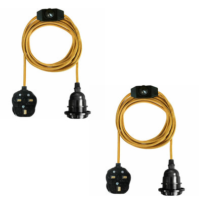 2m Plug in Pendant Light Fabric Cable  E27 Socket~4101