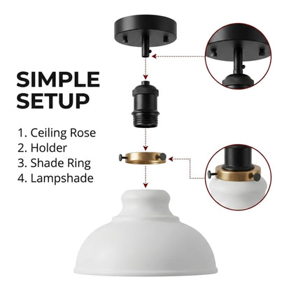 Curvy Metal Shade Ceiling Light, Semi Flush Mount Fixture, E26 Black Holder