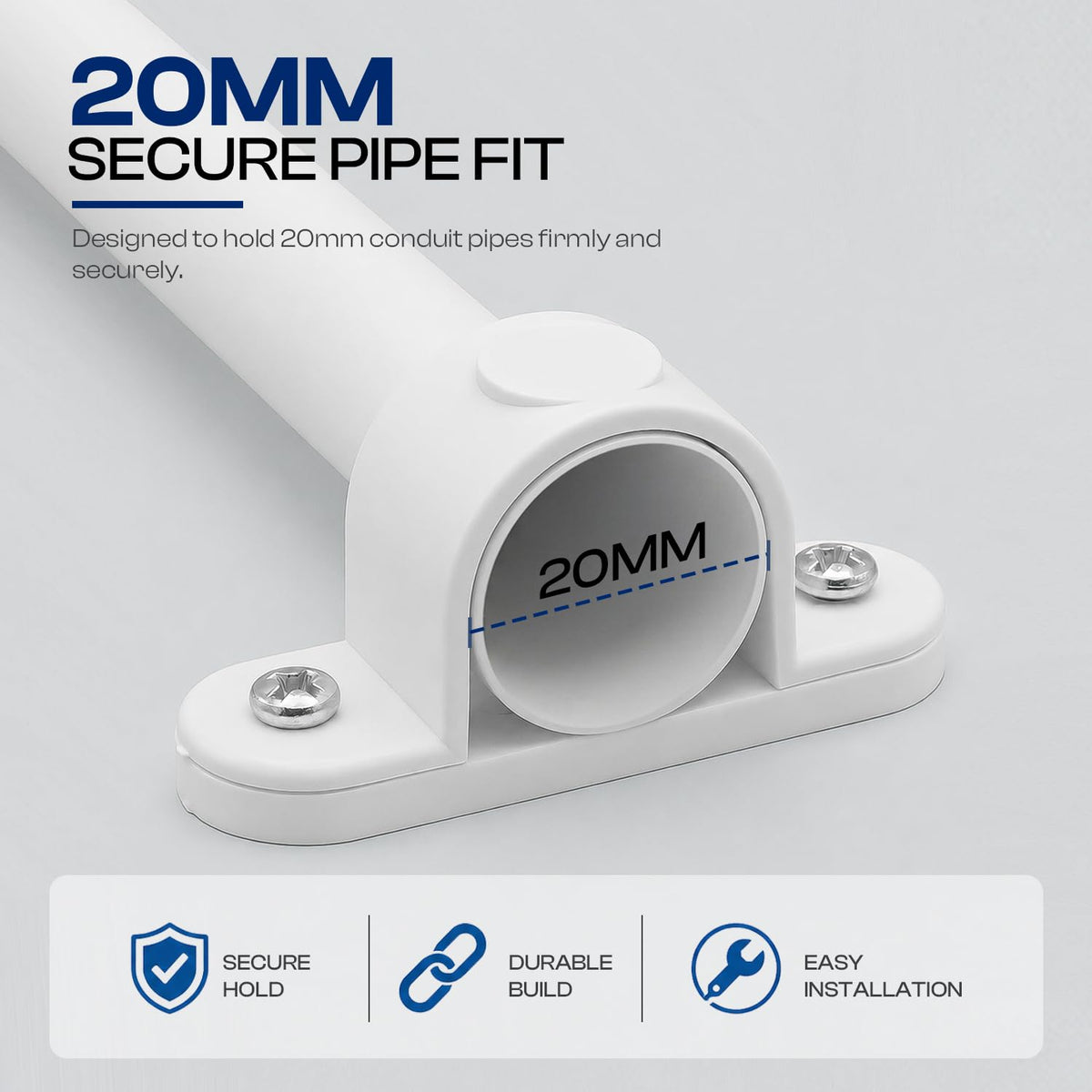 20mm white PVC conduit saddle