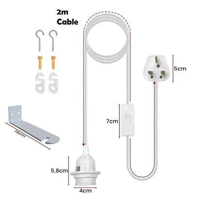 Plug in Pendant Light 2m/4.5m Cable E27 Lamp Holder~4119