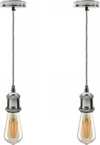 2 Pack Vintage E27 Pendant Light 2m Cable ~ 4062