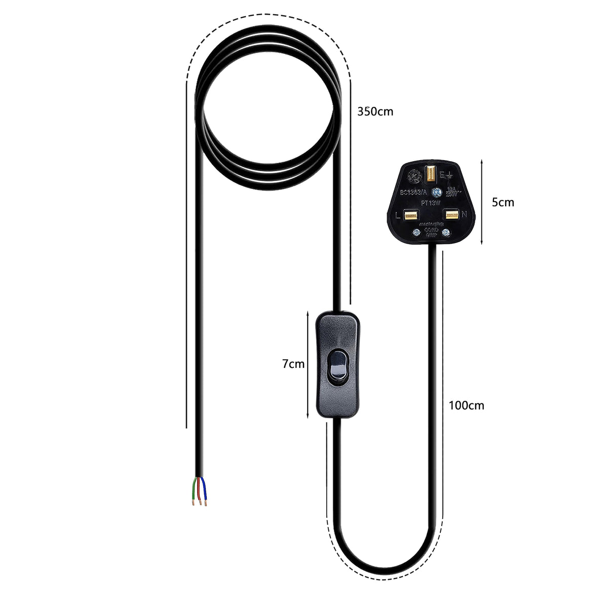 Plug in Pendant Light 2m/4.5m Cable E27 Lamp Holder~4119
