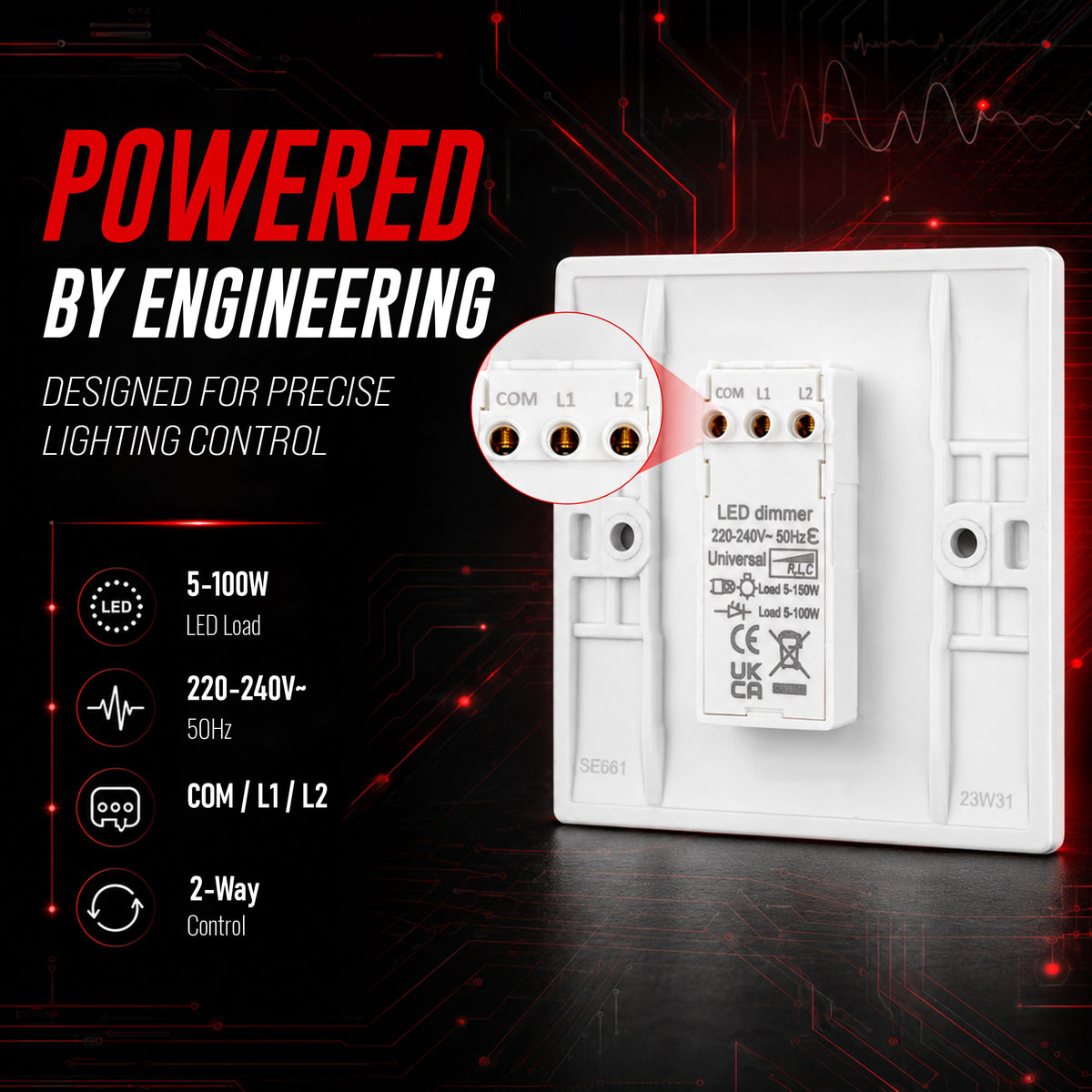 White Electrical Switches – LED Dimmer & Fan Isolator~4084
