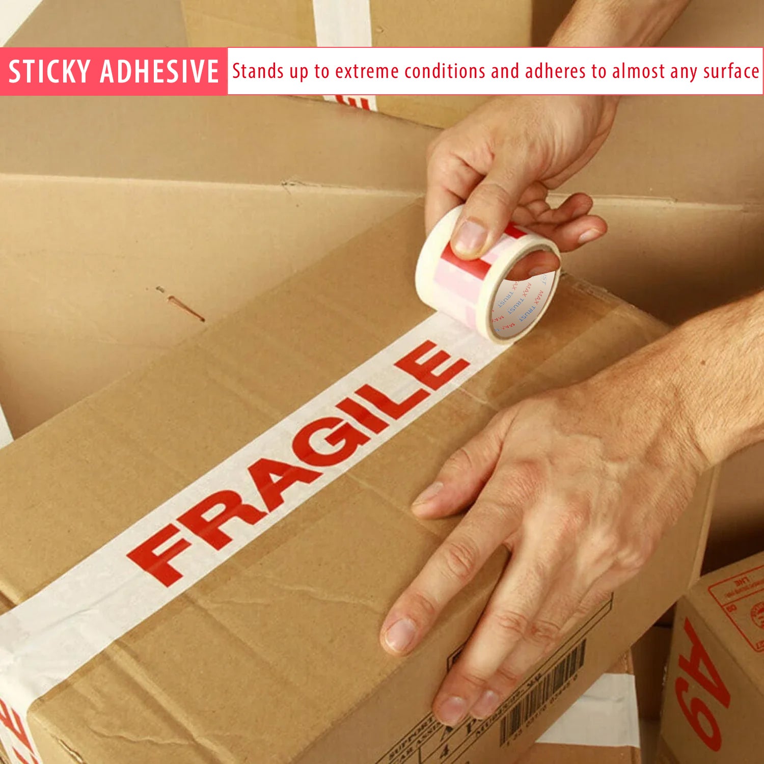 Fragile strong packing tape