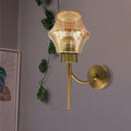  Modern Wall Light with Amber Glass Wall Sconce, Copper Plated Finish – Perfect Lighting for Living Room, Bedside Reading, Corridor, Stairs, Office& Bar- Application image