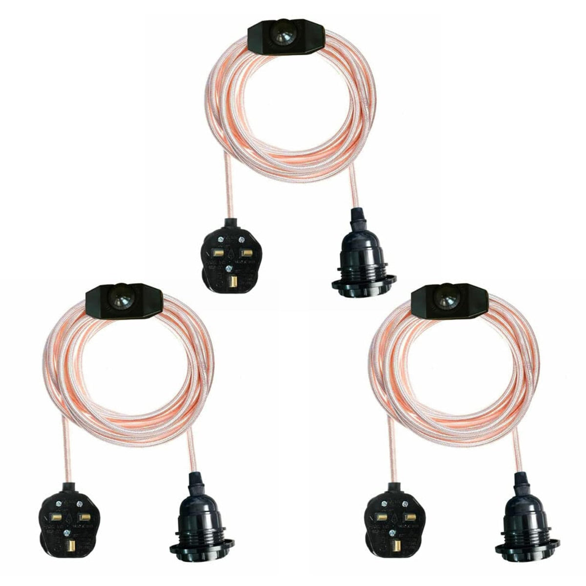 2m Plug in Pendant Light Fabric Cable  E27 Socket~4101