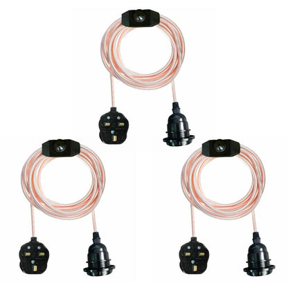 2m Plug in Pendant Light Fabric Cable  E27 Socket~4101