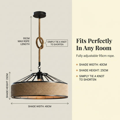rustic jute rope pendant light