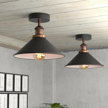 2 Pack 22cm Cone Ceiling Light E27 Semi Flush ~4106