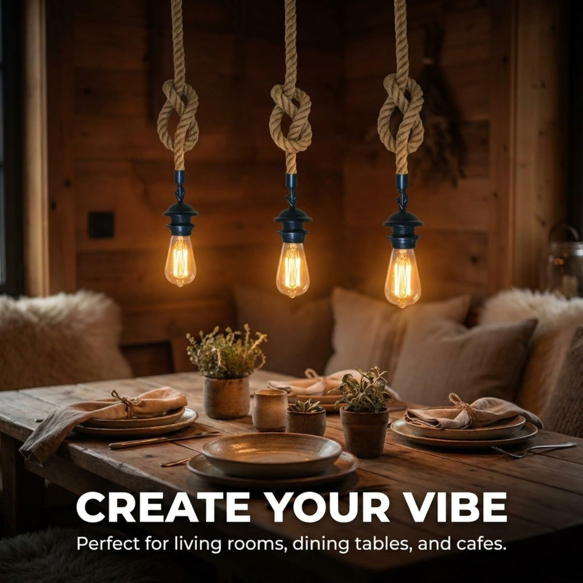 Hemp Ceiling Pendant Light Fitting E27 Lamp~4108