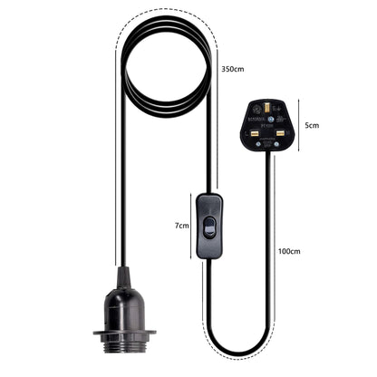 Plug in Pendant Light 2m/4.5m Cable E27 Lamp Holder~4119