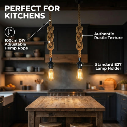 Hemp Ceiling Pendant Light Fitting E27 Lamp~4108