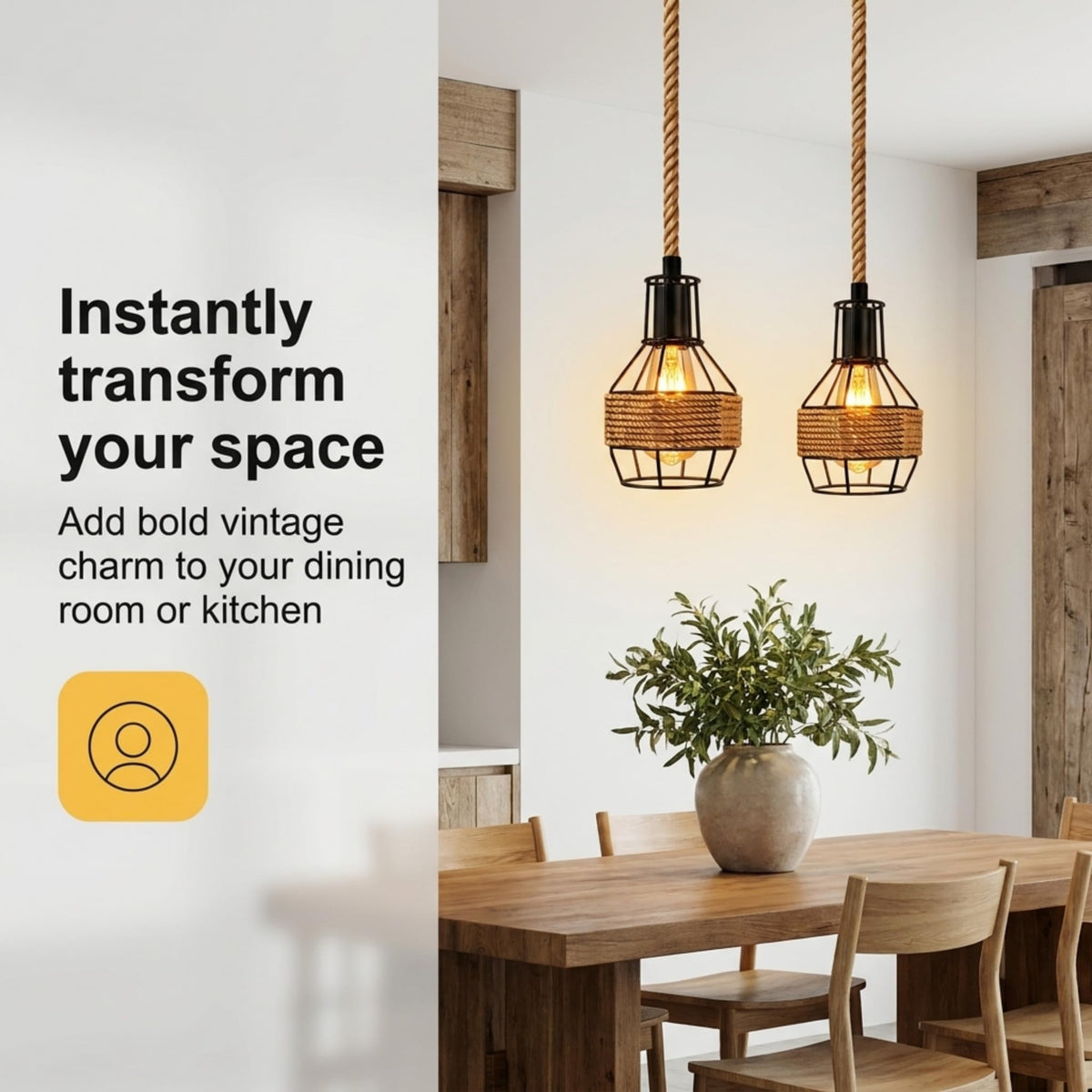 hemp rope pendant light with shade