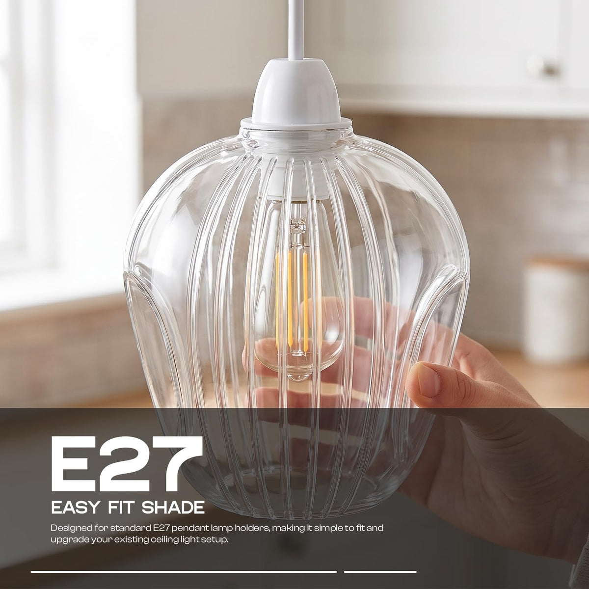 2Pack Glass Lamp Shade E27 Easy Fit Ceiling Pendant~4111