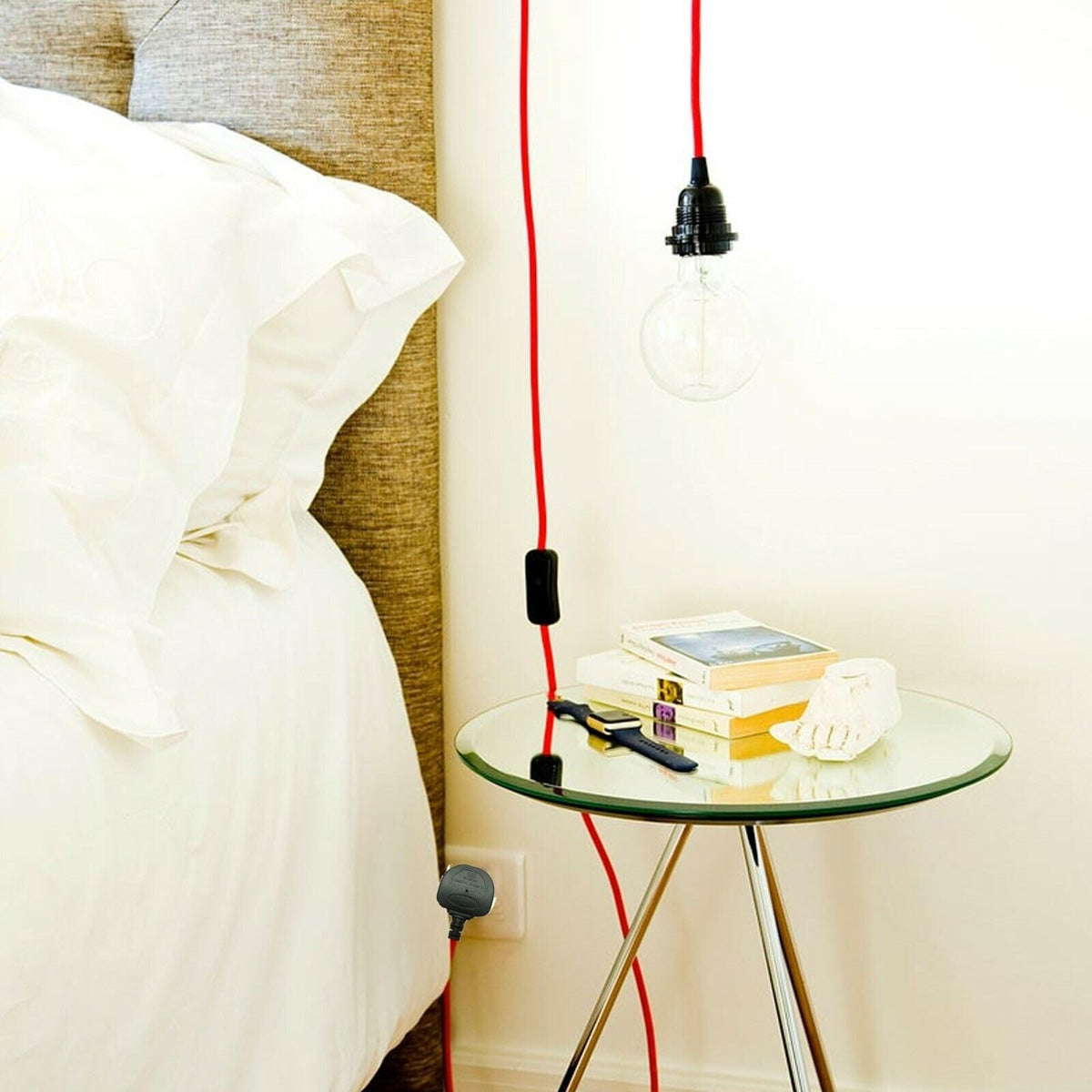 2m Plug in Pendant Light Fabric Cable  E27 Socket~4101