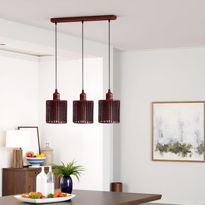 3 Way Pendant Light Triangle Metal Wire Cage~4059