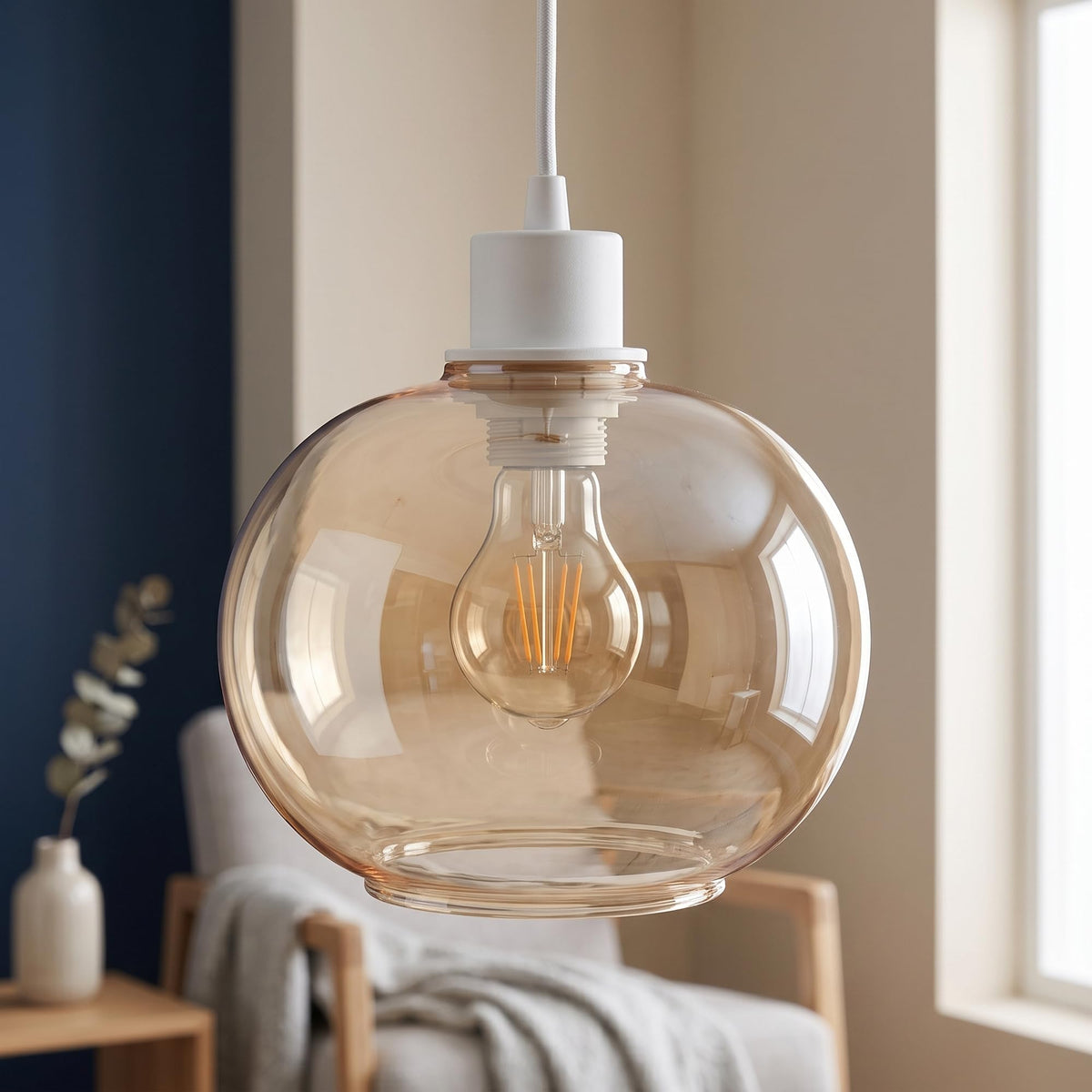 Amber Glass Lamp Shade Pendant Light Replacement~4081
