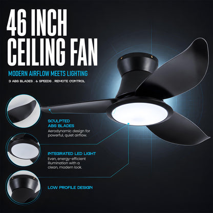 46/52 Inch Ceiling Fan with Remote Control & Light
