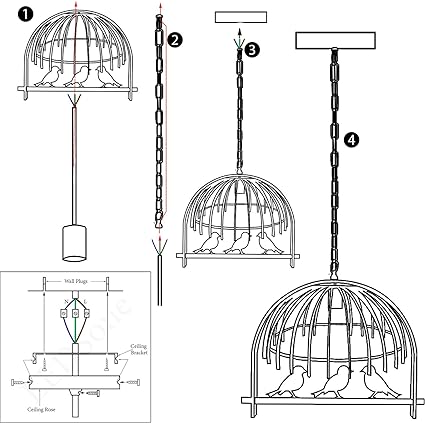 Bird Cage Ceiling Industrial Chandelier Loft Pendant Light~3441