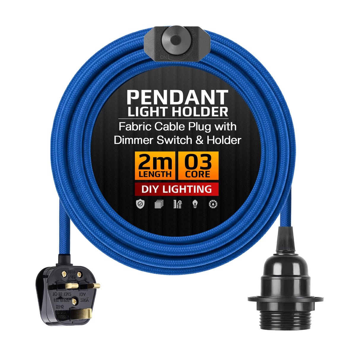 Plug in Pendant Light E27 2m Dimmer Switch Cable~4142