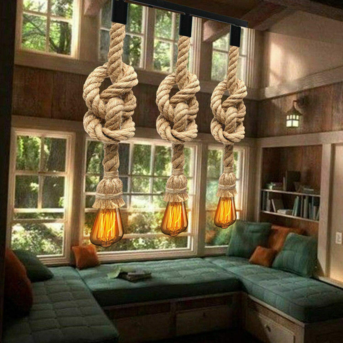Hemp Ceiling Pendant Light Fitting E27 Lamp~4108