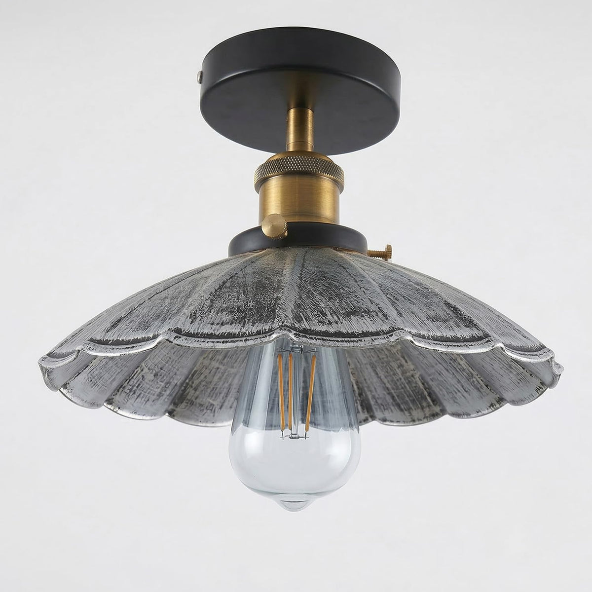 Industrial Semi Flush Light E27 Ceiling Lamp Fixture~4124