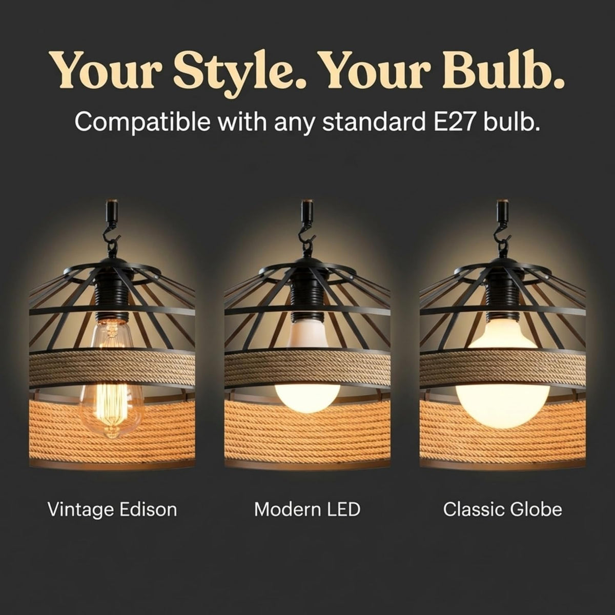 hessian jute pendant lamp fixt