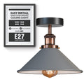 grey metal cone ceiling light