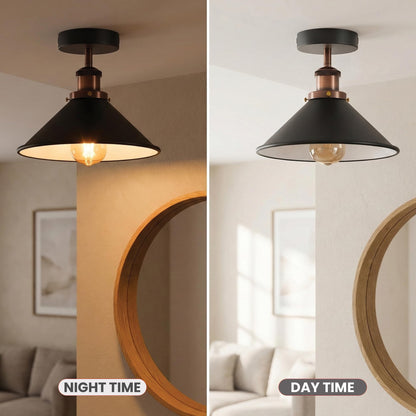 black metal cone ceiling light