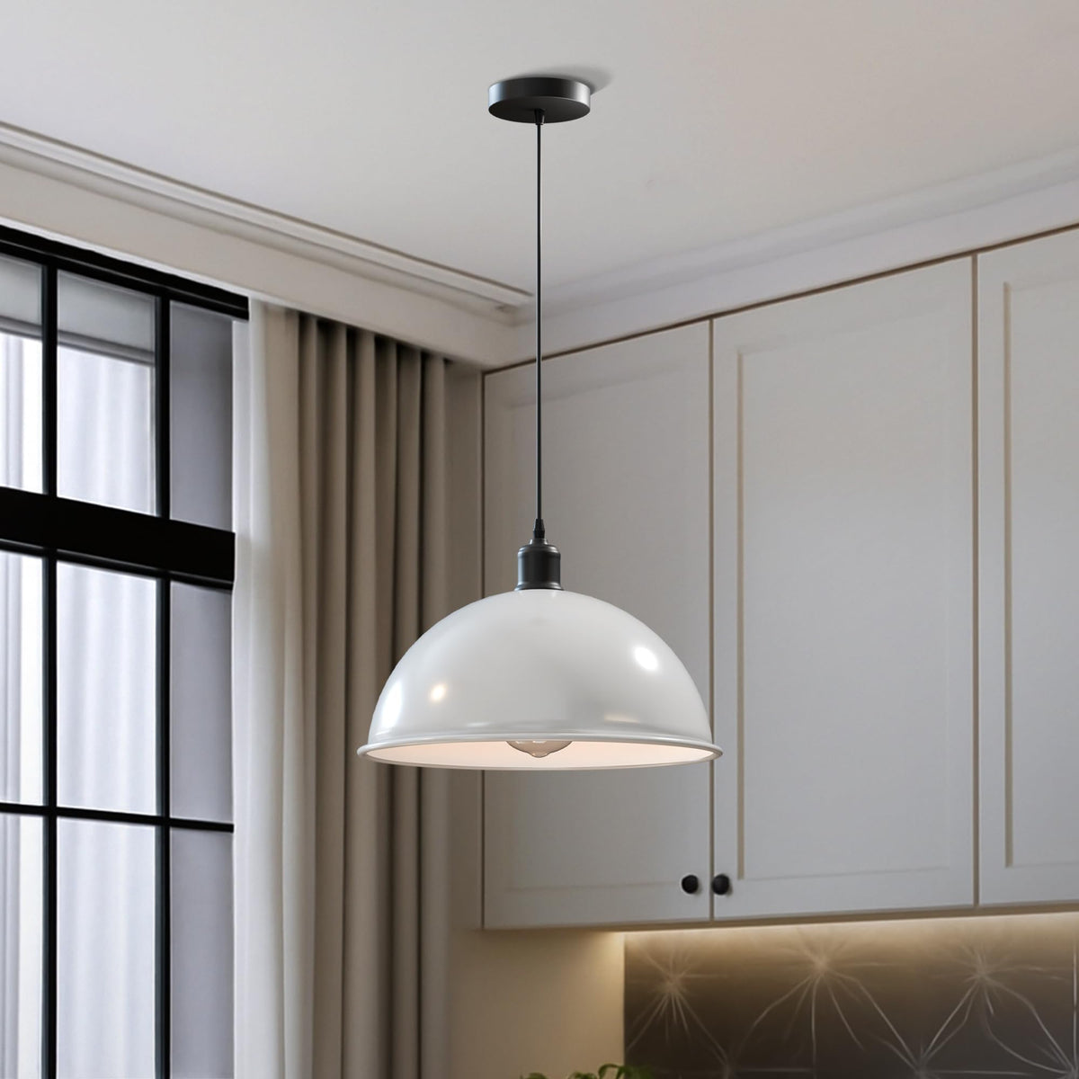 Vintage Large Industrial E27 Pendant Metal Ceiling Light Dome Shade ~3556