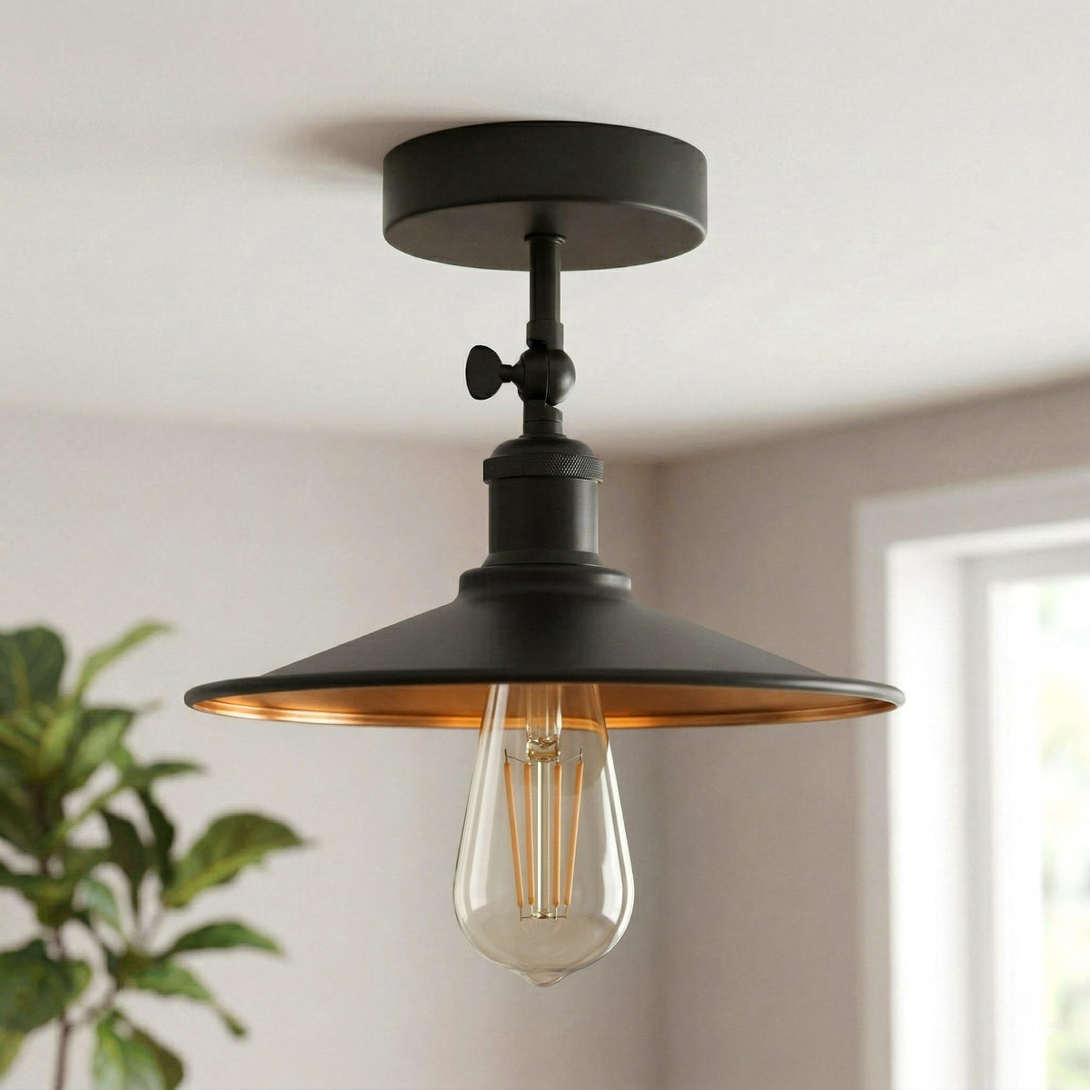 Retro E27 Base Adjustable Metal Ceiling Light~4046