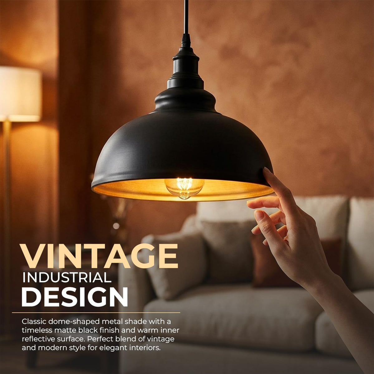 Curvy Metal Shade Pendant Light  E27 29cm Metal Shade~4151