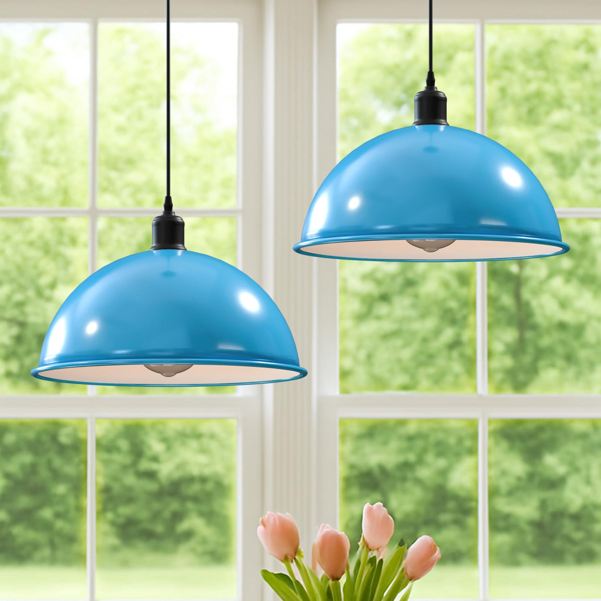 Vintage Large Industrial E27 Pendant Metal Ceiling Light Dome Shade ~3556