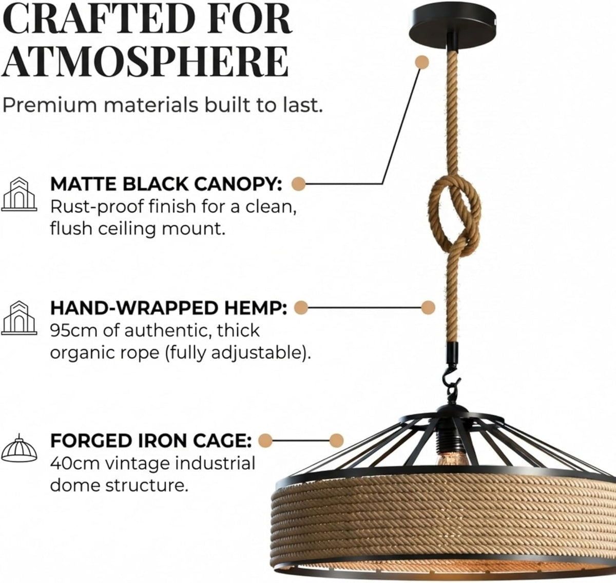 hessian jute pendant lamp fixt