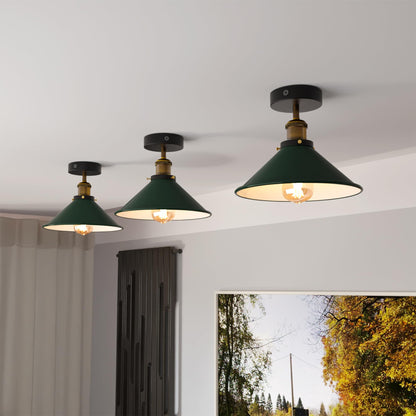 22cm Cone Ceiling Light E27 Semi Flush 2 Pack ~4099
