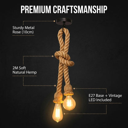 2 Head Rope Spider Light, Gold Rope Ceiling Light~4135