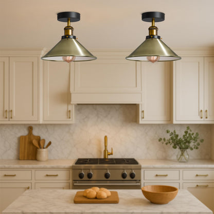 2 Pack 22cm Cone Ceiling Light E27 Semi Flush ~4106