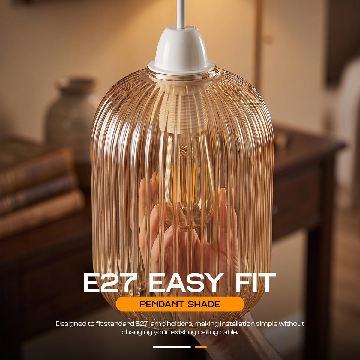 Amber Glass Lamp Shade Pendant Light Replacement~4081