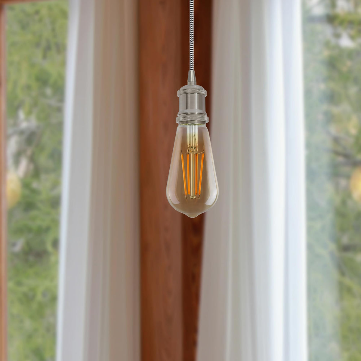 Vintage E27 Pendant Light 1m Braided Cable ~ 4049
