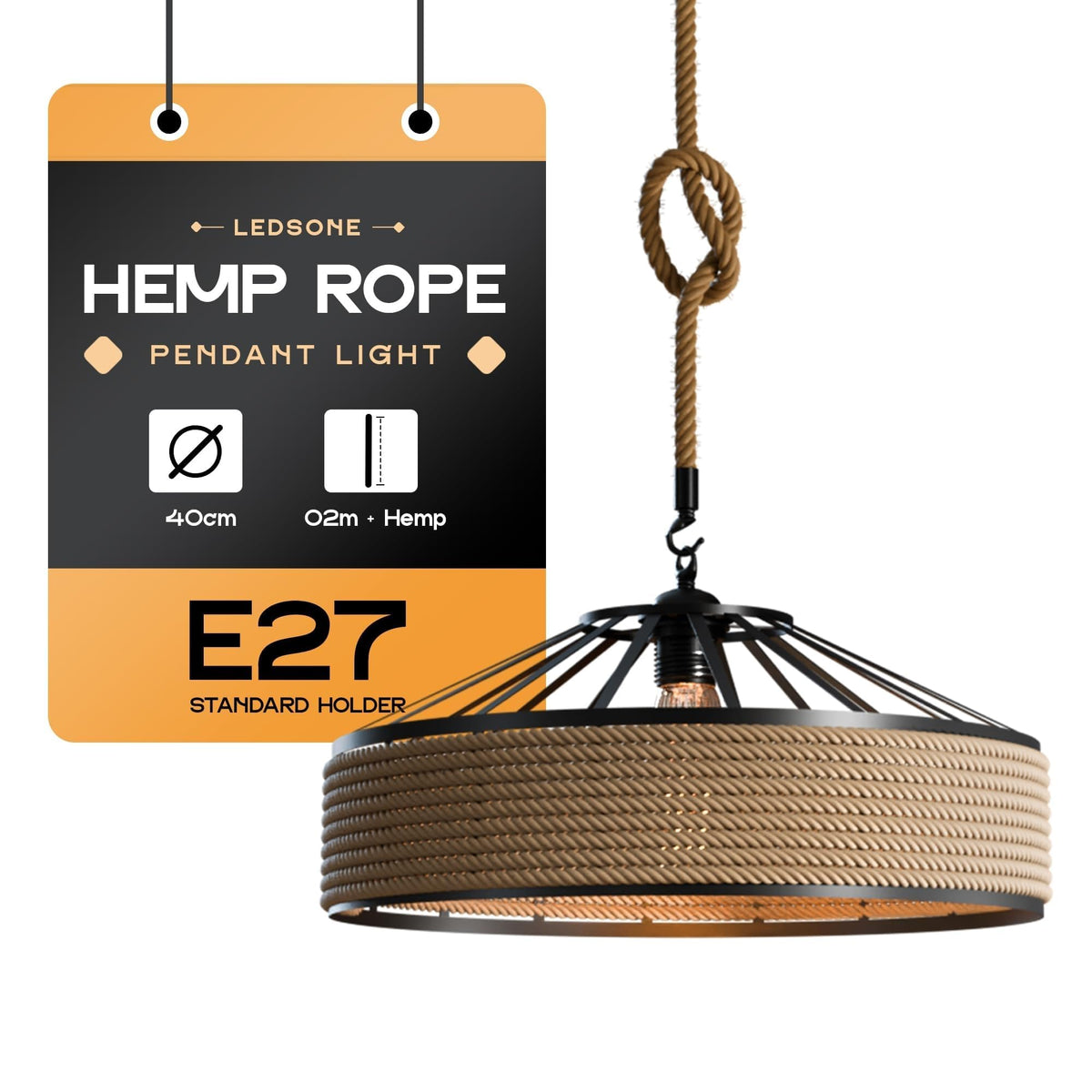 rustic hemp rope hanging light