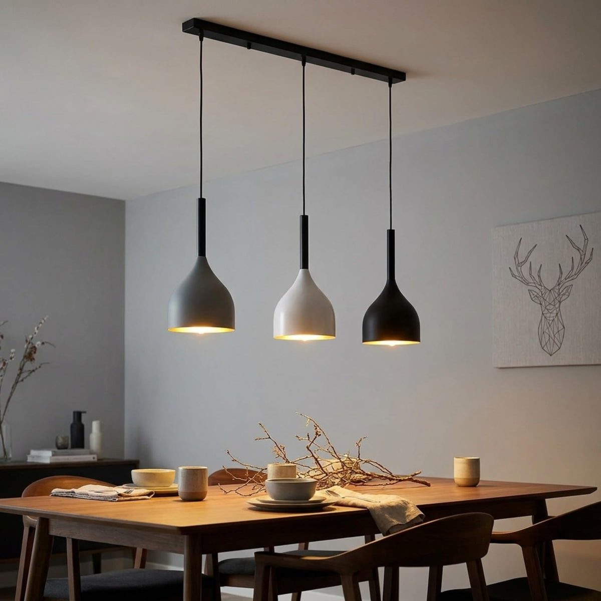 3 Way Pendant Light Triangle Metal Wire Cage~4059