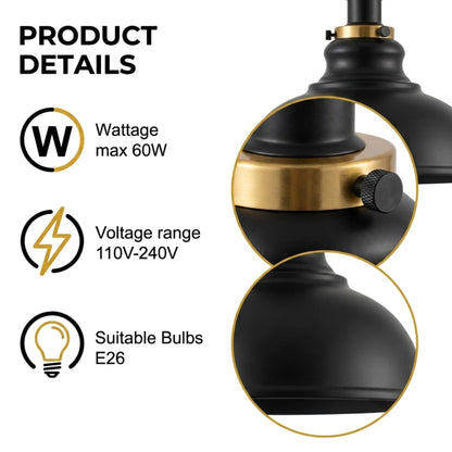 Curvy Metal Shade Ceiling Light, Semi Flush Mount Fixture, E26 Black Holder