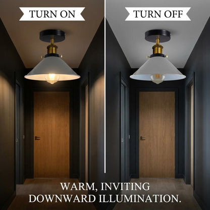 Cone Semi Flush Ceiling Light 22cm E27 with Bulb ~4110