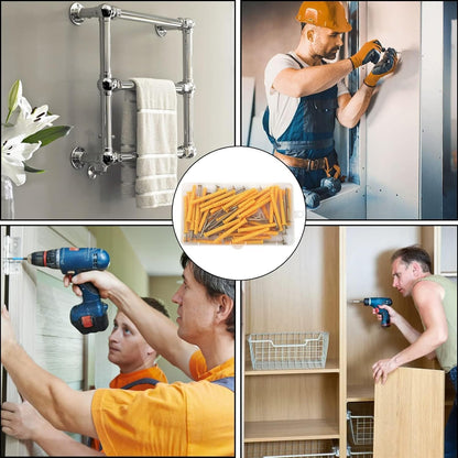 yellow wall plugs and screws s