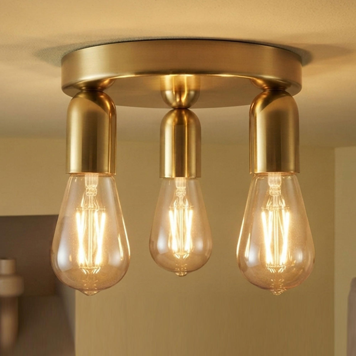 Metal 3 way ceiling light E27 lampholder