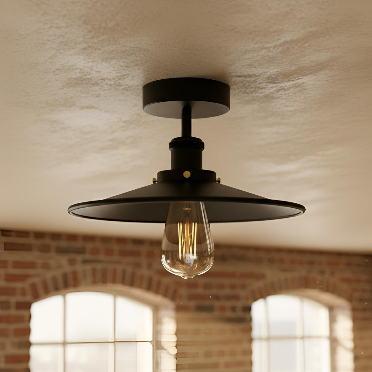 Industrial E27 Semi Flush Mount Ceiling Light~4041