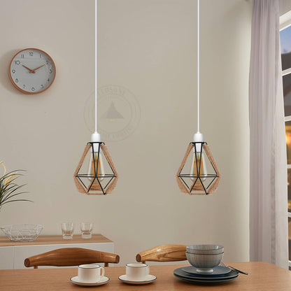 Vintage Hemp Rope  Wire Cage Ceiling Lampshade~4071