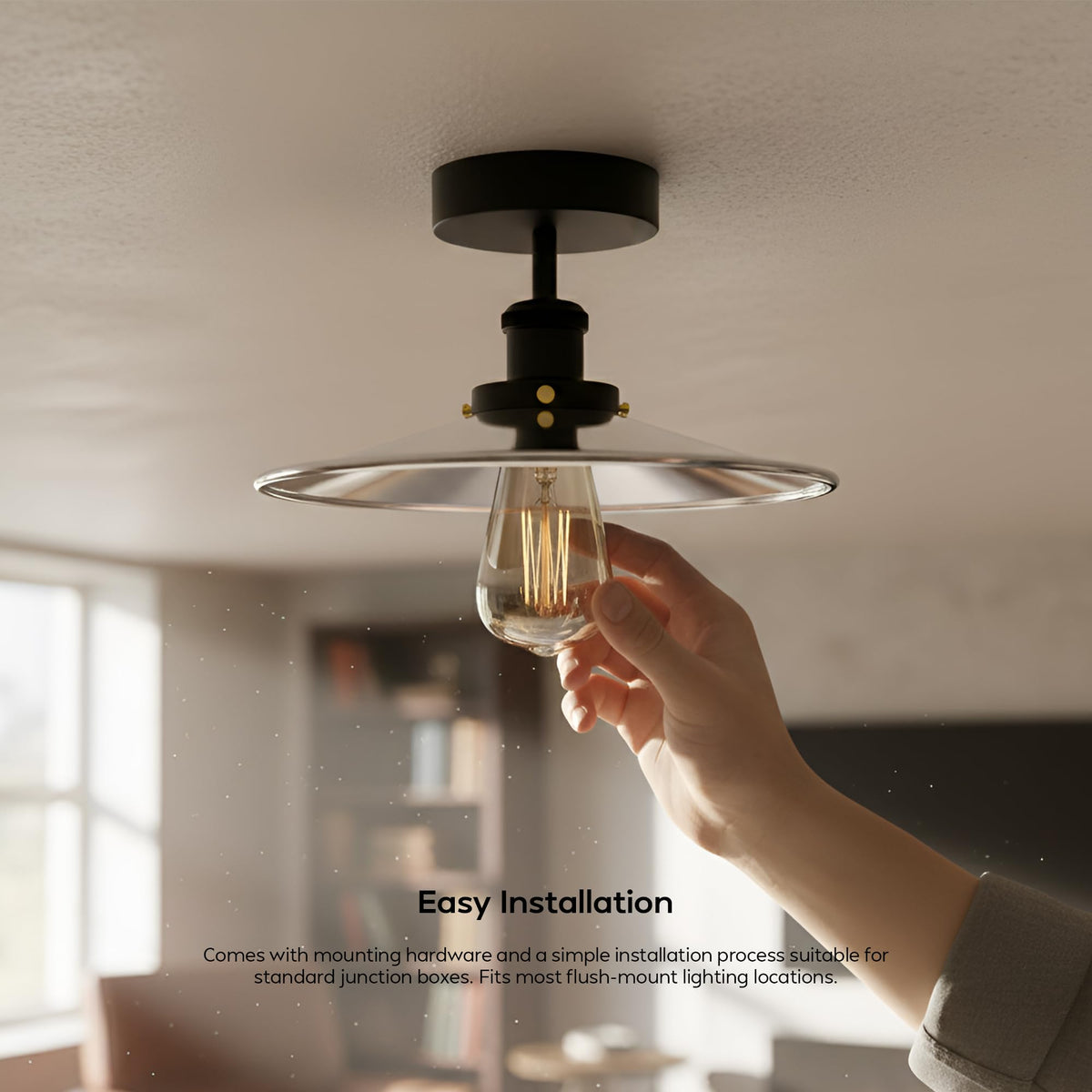 Industrial E27 Semi Flush Mount Ceiling Light~4041