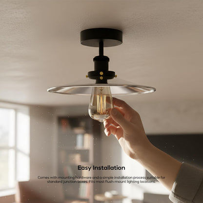 Industrial E27 Semi Flush Mount Ceiling Light~4041