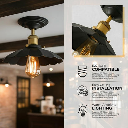 Industrial Semi Flush Mount E27 Ceiling mount Fitting~4039